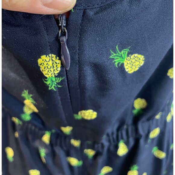 J.Crew Womens Pineapple Print Navy Dress Adjustable Straps Size 10 - Picture 7 of 16